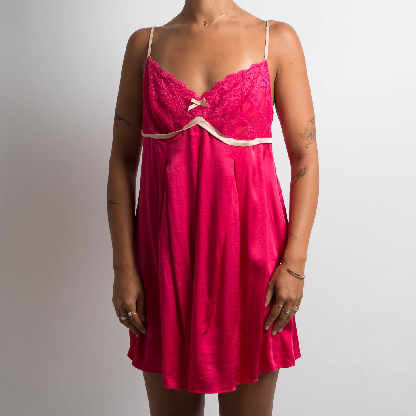 HOT PINK SILK MINI DRESS