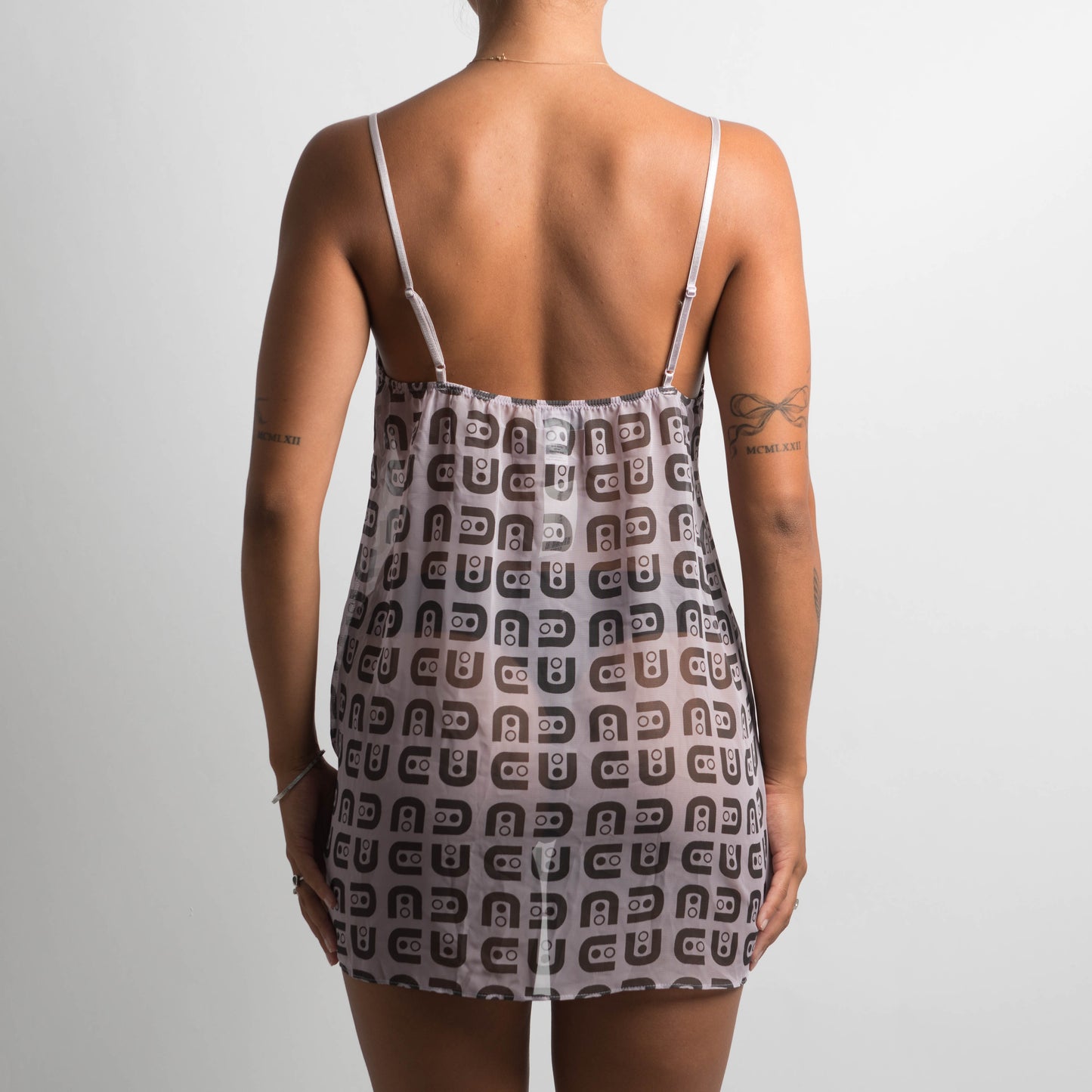 SHEER PATTERNED MINI DRESS