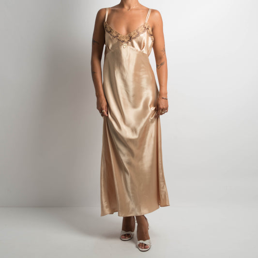 GOLD SATIN MAXI DRESS