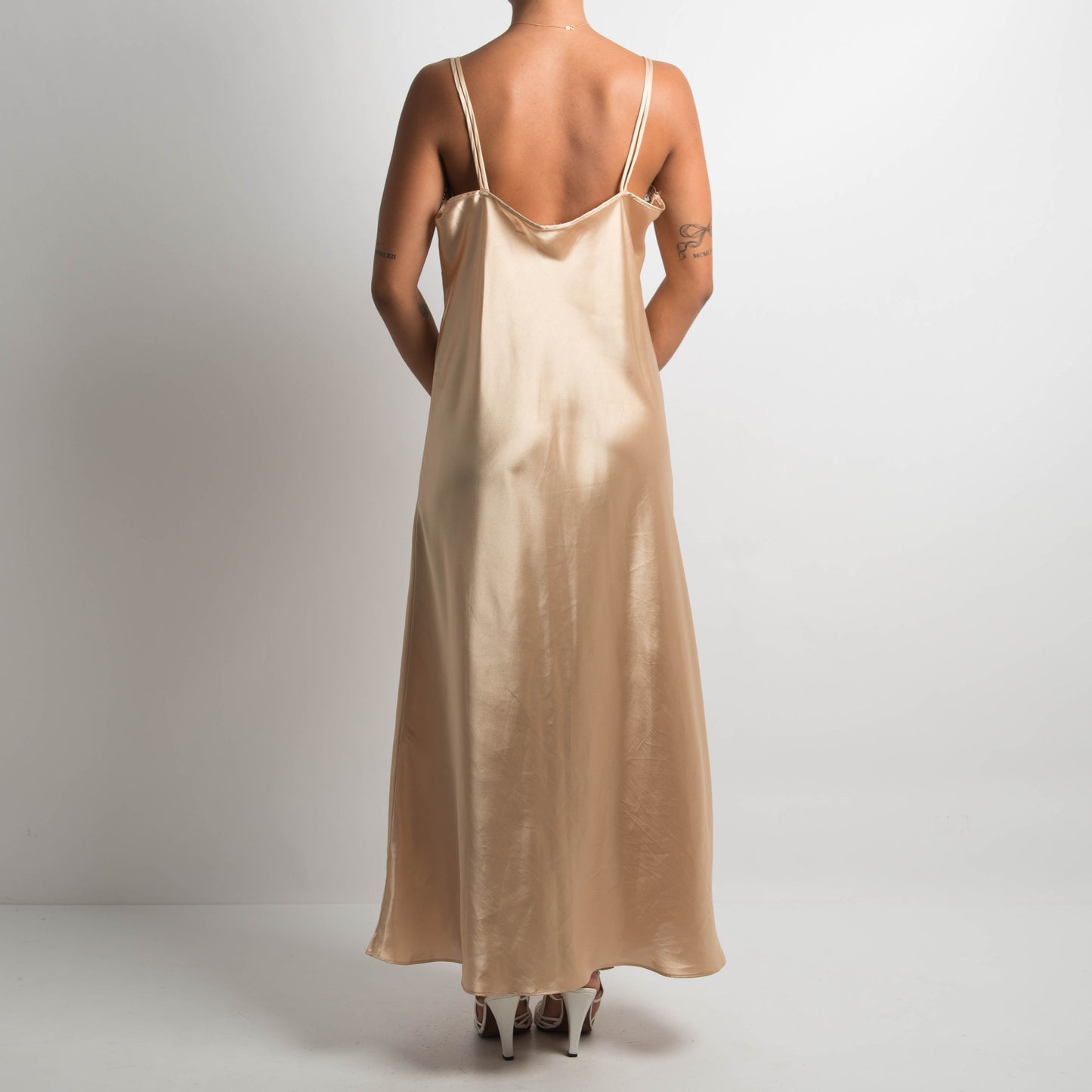 GOLD SATIN MAXI DRESS