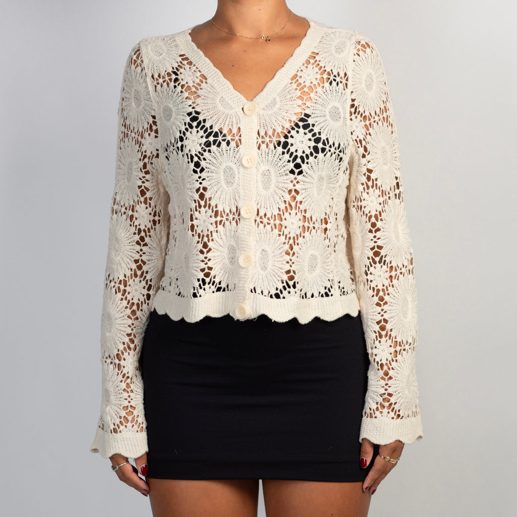 CREAM CROCHET CARDIGAN