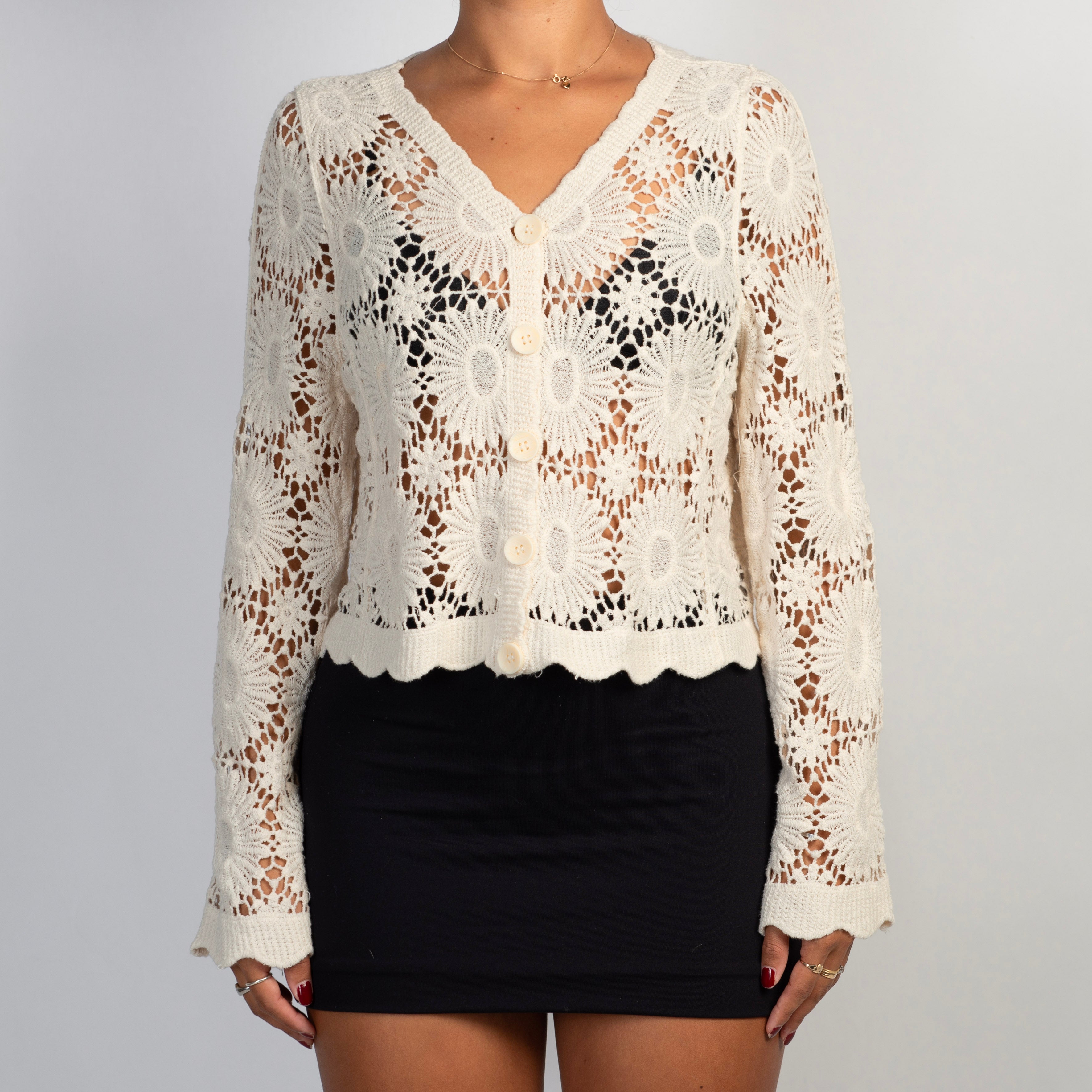 CREAM CROCHET CARDIGAN