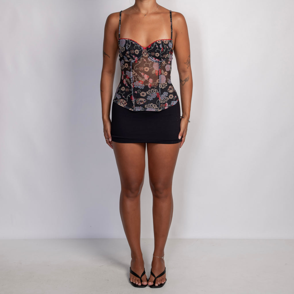 FLORAL MESH BUSTIER