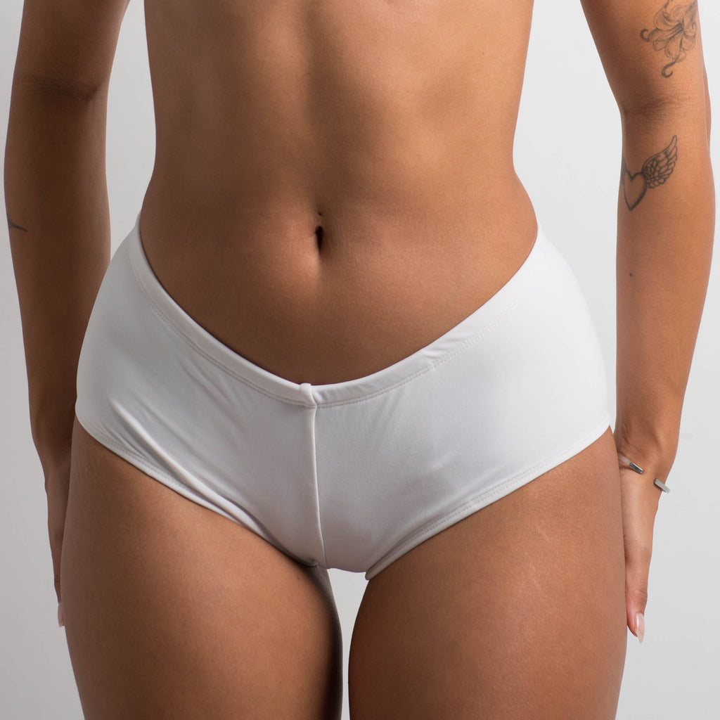 WHITE SWIM SHORTIES