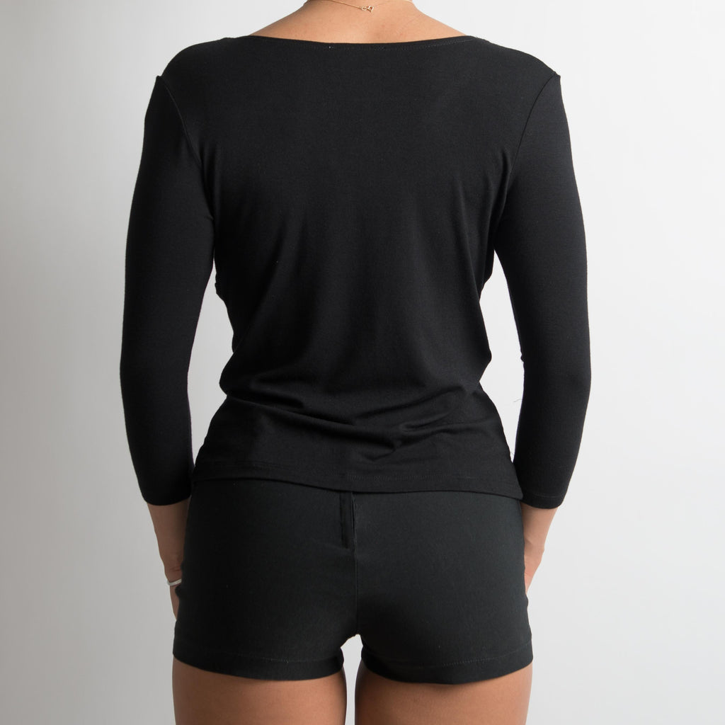 BLACK FLORAL 3/4 SLEEVE TOP