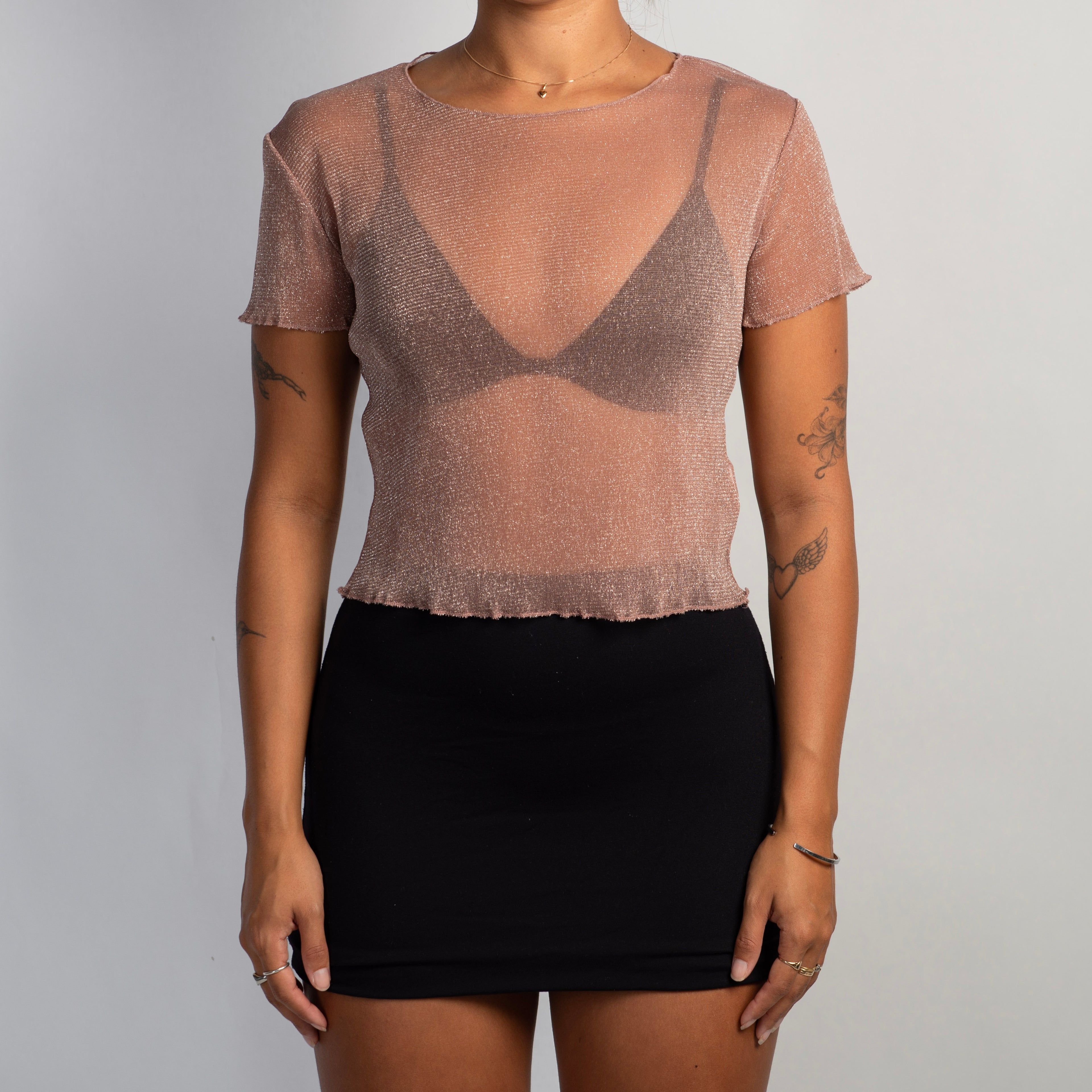 SHEER PINK MESH TOP