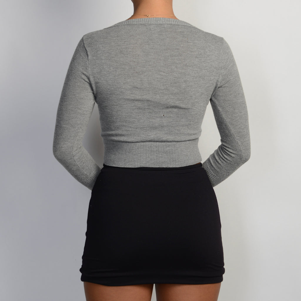 GREY CROP CARDIGAN