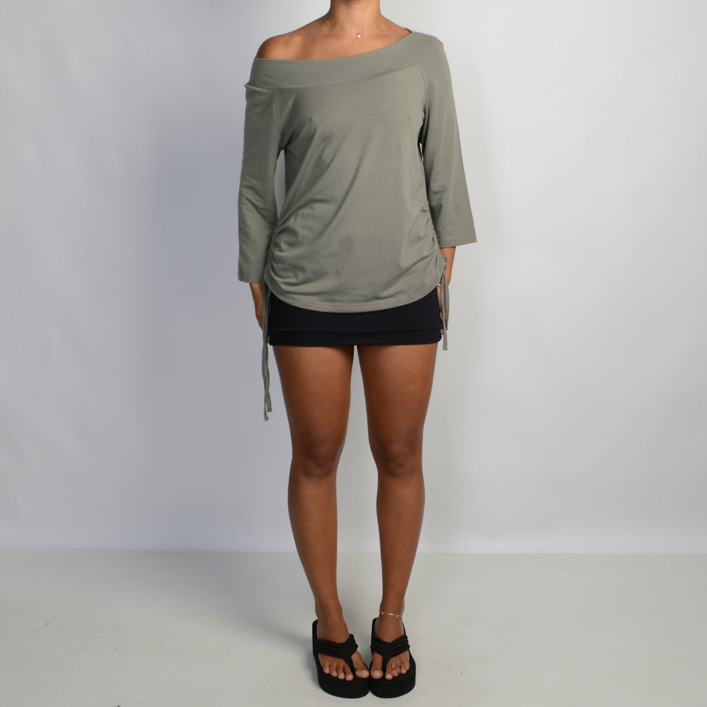 KHAKI RUCHED TOP