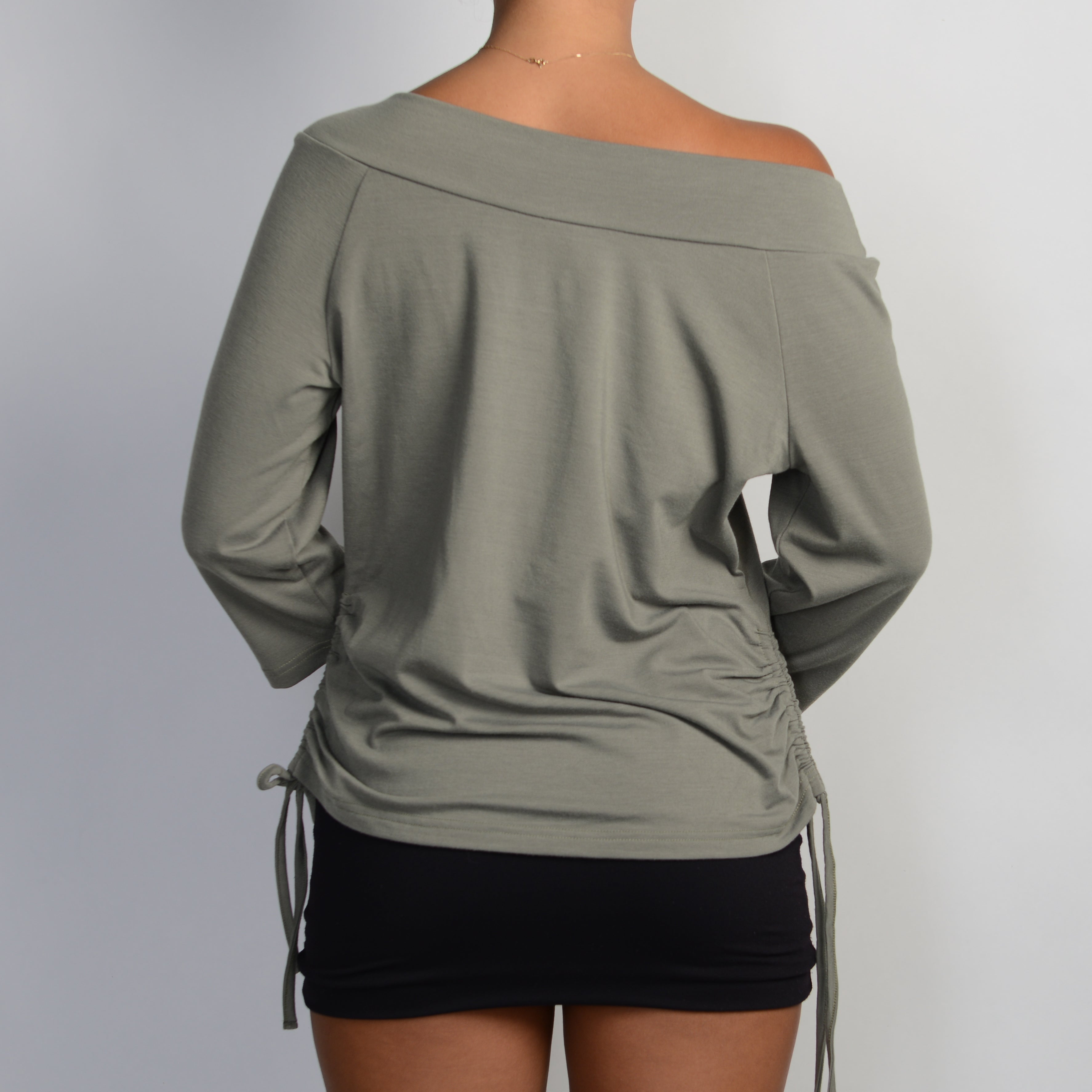 KHAKI RUCHED TOP