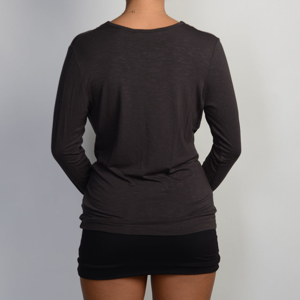 DEEP GREY LONG SLEEVE TOP