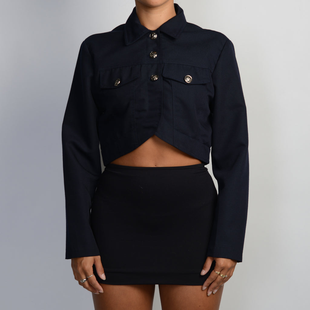 DEEP NAVY CROP JACKET