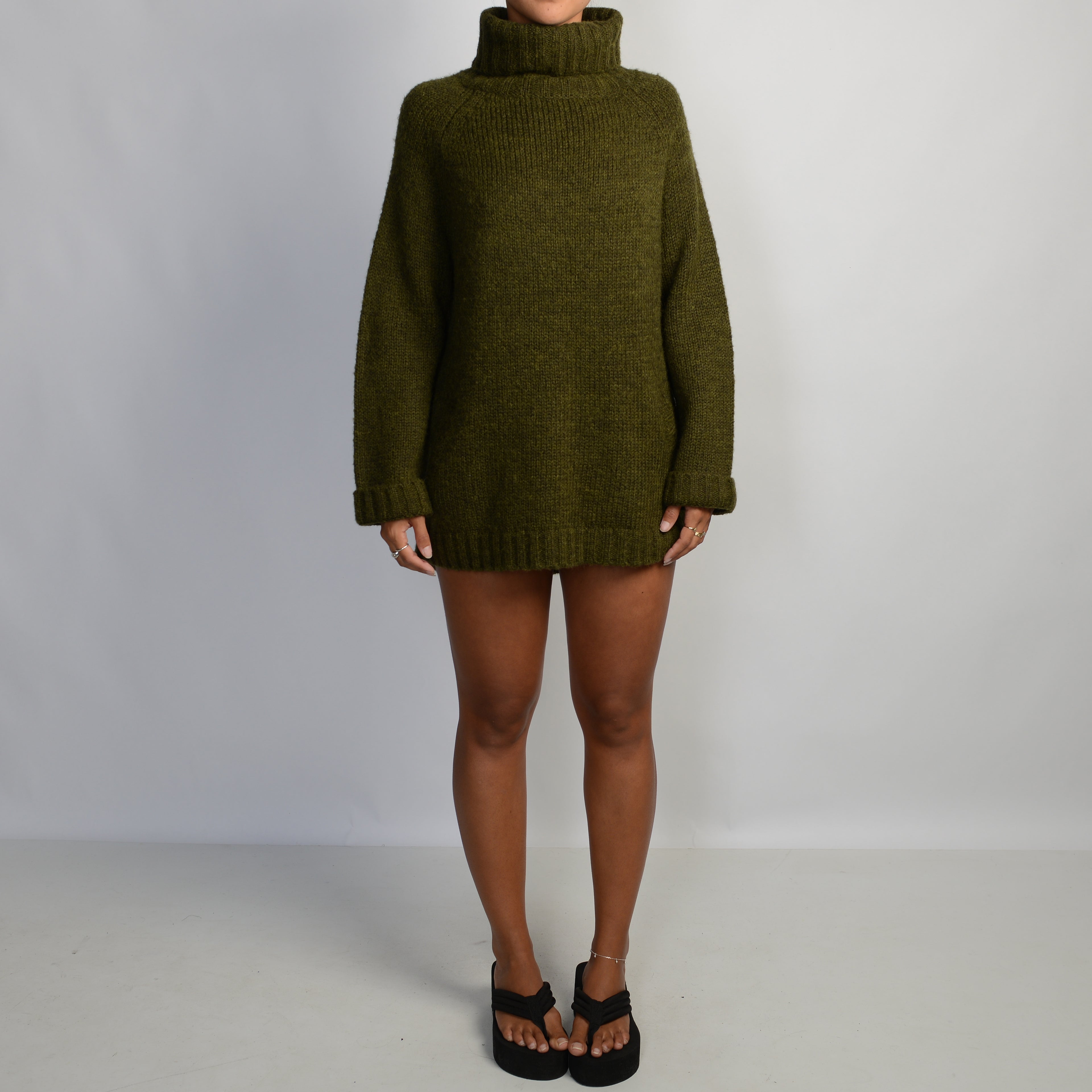 KHAKI TURTLENECK SWEATER