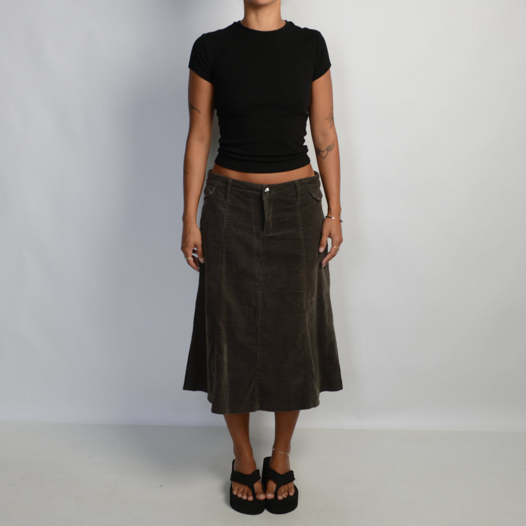DARK BROWN CORDUROY SKIRT