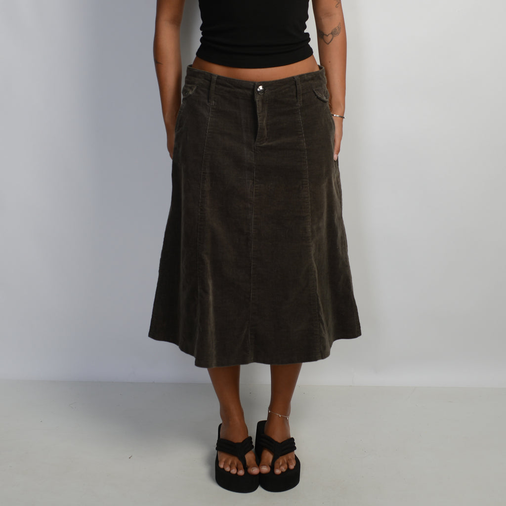 DARK BROWN CORDUROY SKIRT