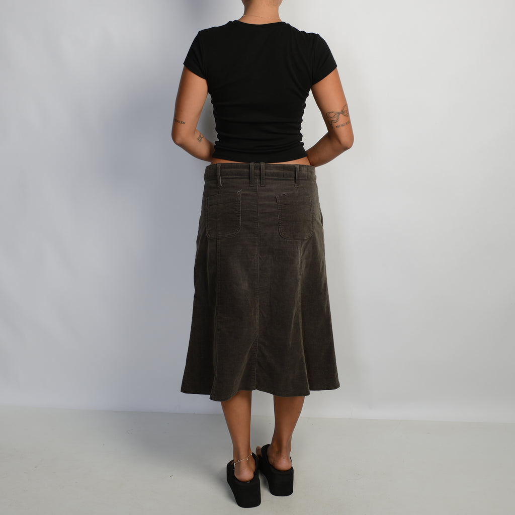 DARK BROWN CORDUROY SKIRT