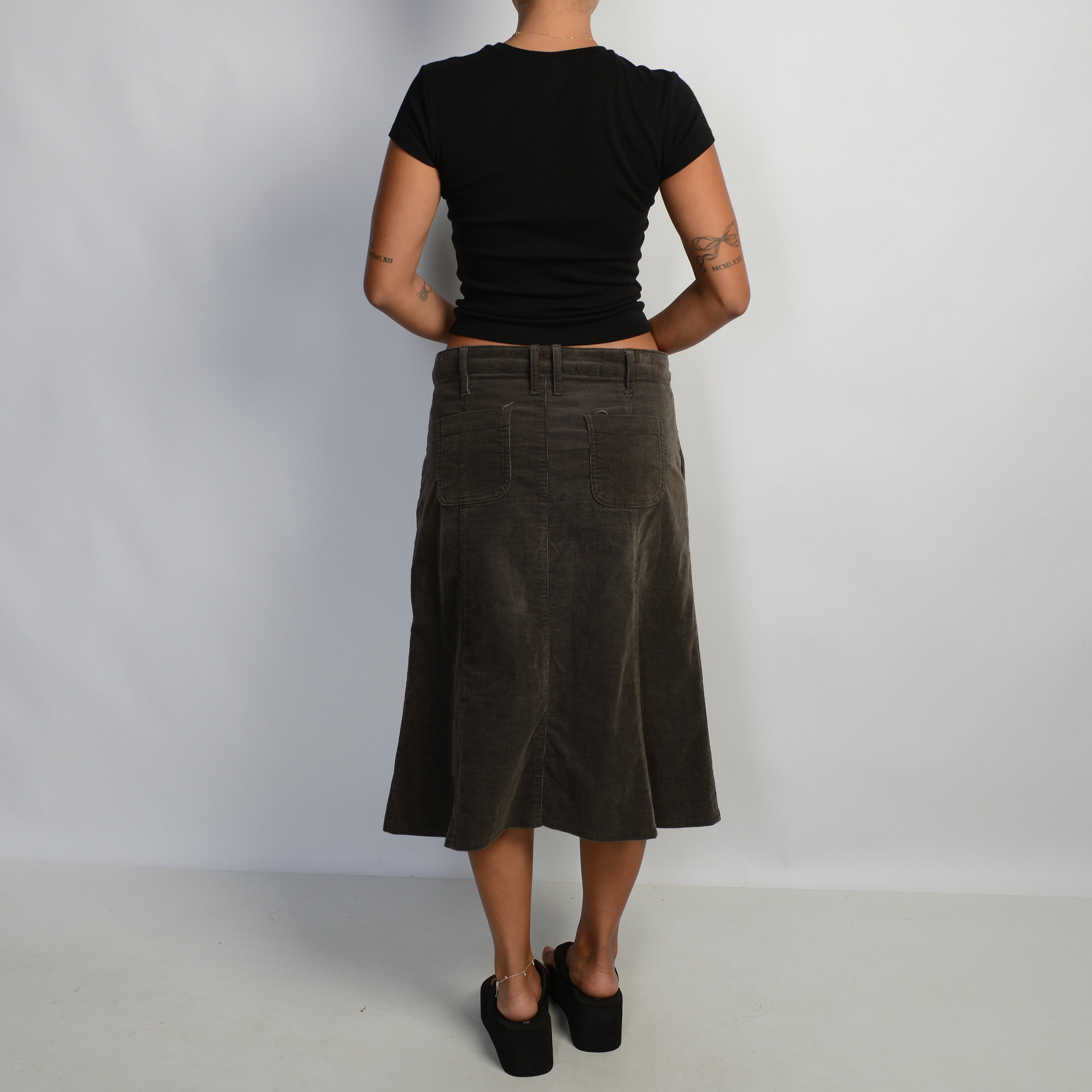 DARK BROWN CORDUROY SKIRT