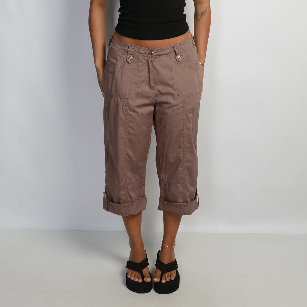 BROWN CROP CARGO PANTS