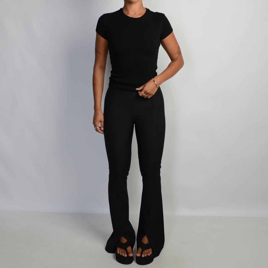 BLACK BOOTCUT ZIP PANTS