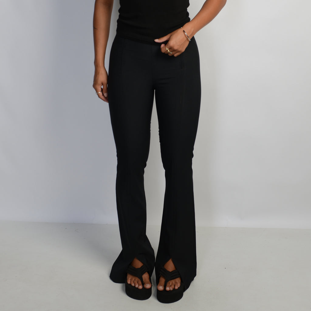 BLACK BOOTCUT ZIP PANTS
