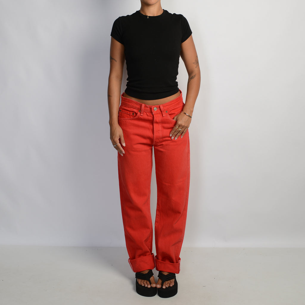 RED STRAIGHT LEG JEANS