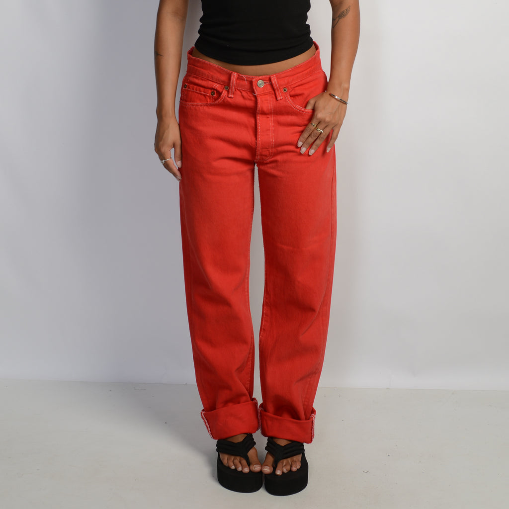 RED STRAIGHT LEG JEANS