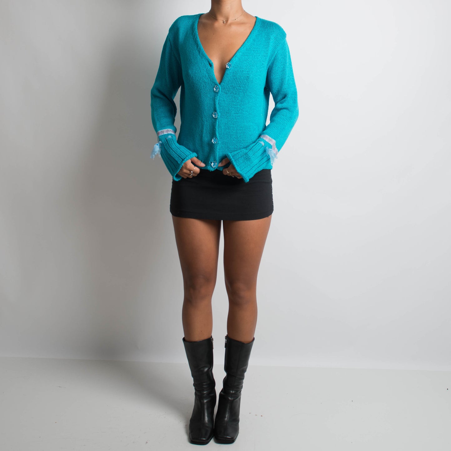 CARDIGAN EN MAILLE BLEU VIF