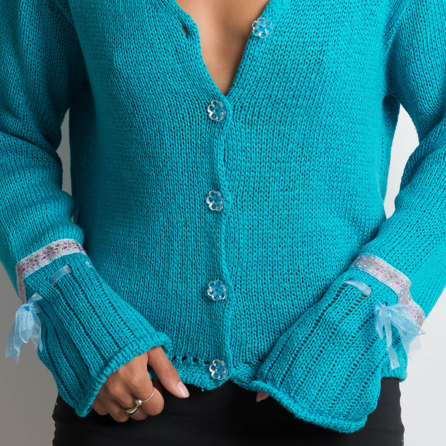 CARDIGAN EN MAILLE BLEU VIF