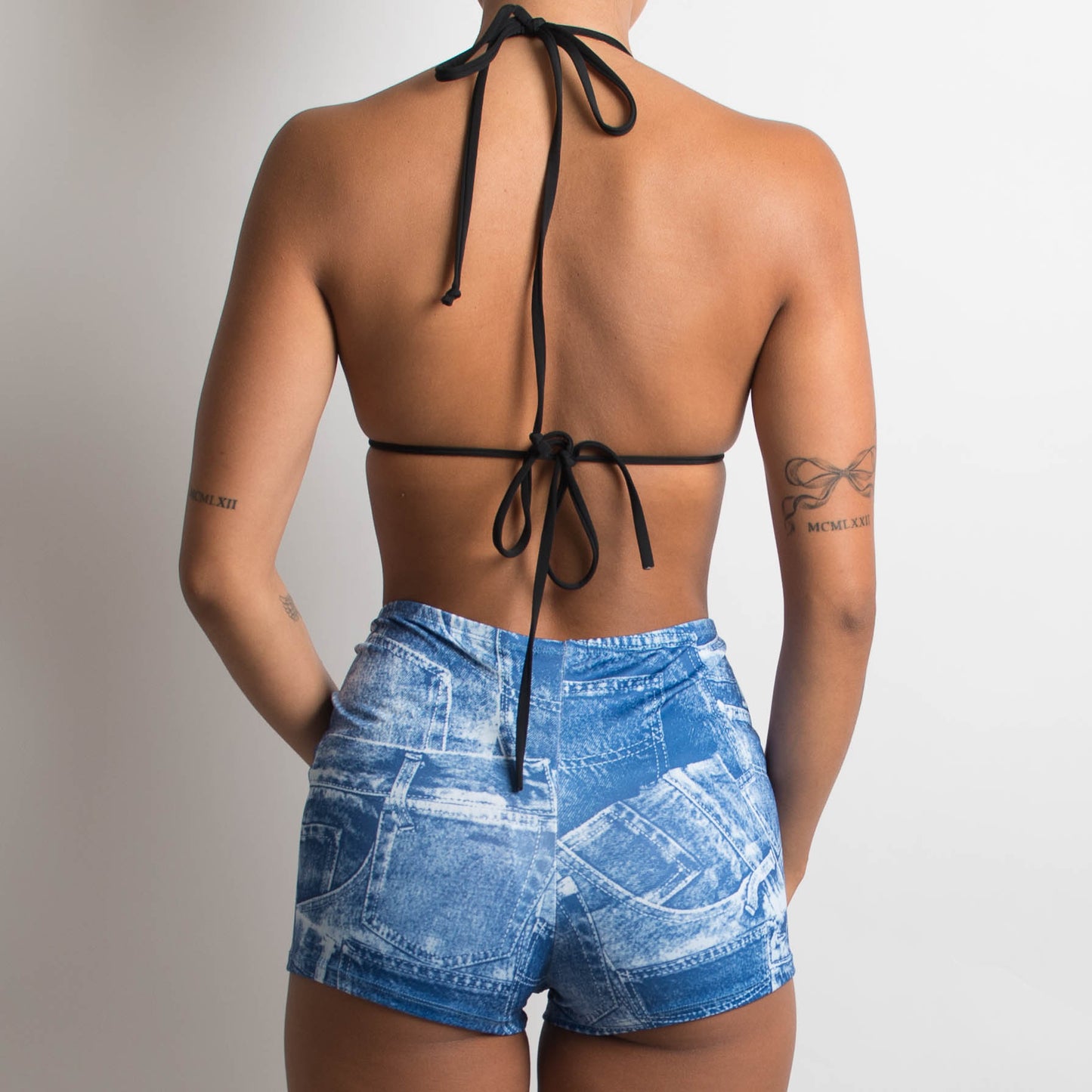 MINI SHORT IMPRIMÉ EN JEAN