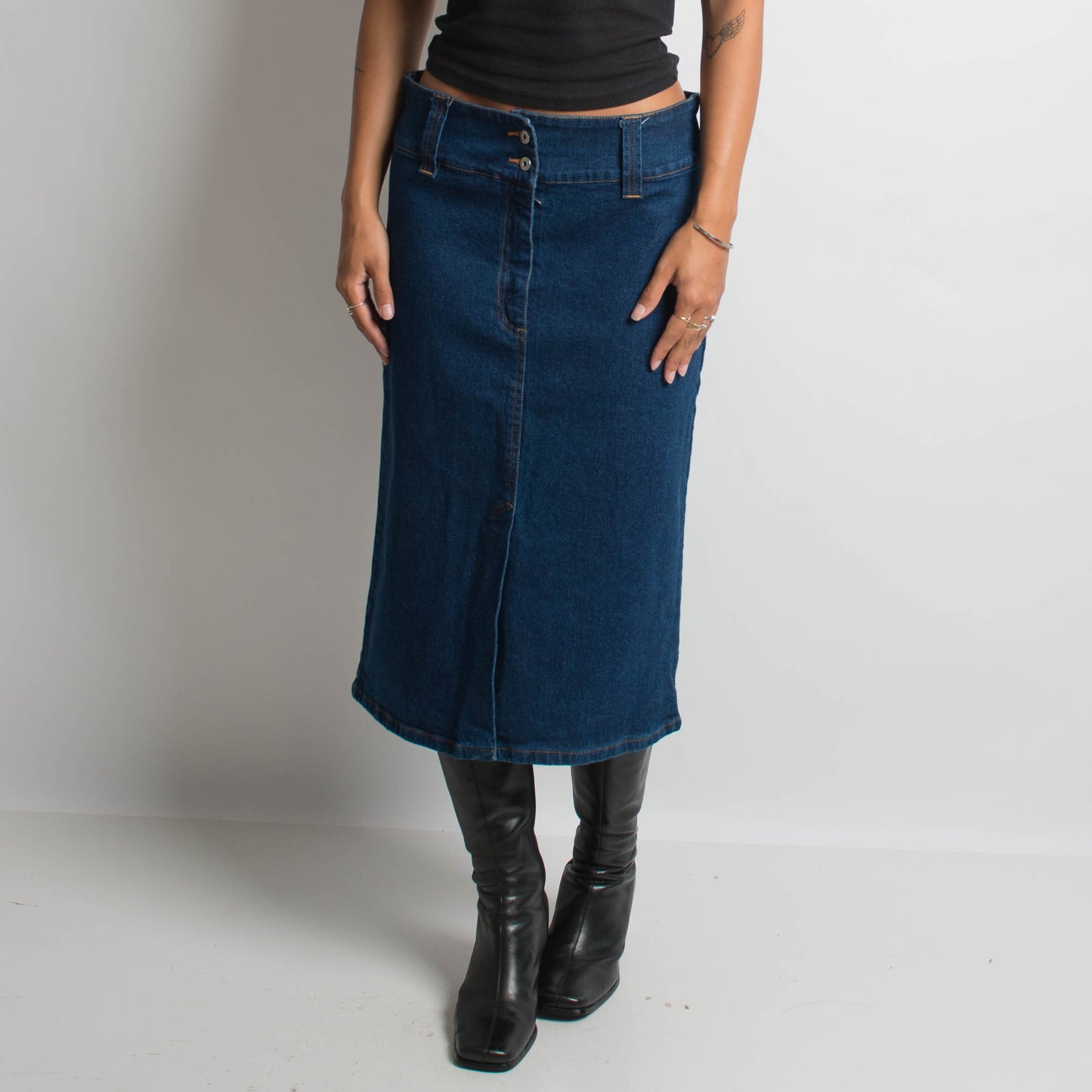 DARK DENIM MIDI SKIRT