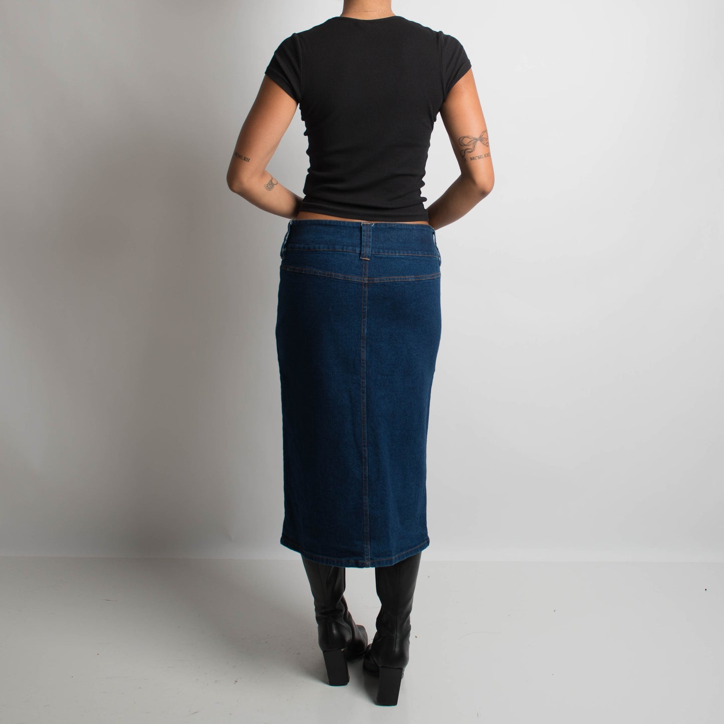 DARK DENIM MIDI SKIRT