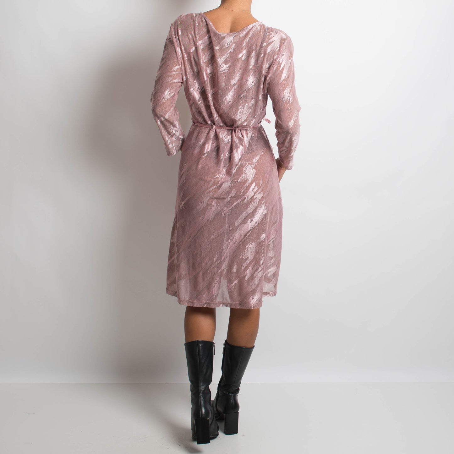 ROBE MIDI SEMI-TRANSPARENTE ROSE