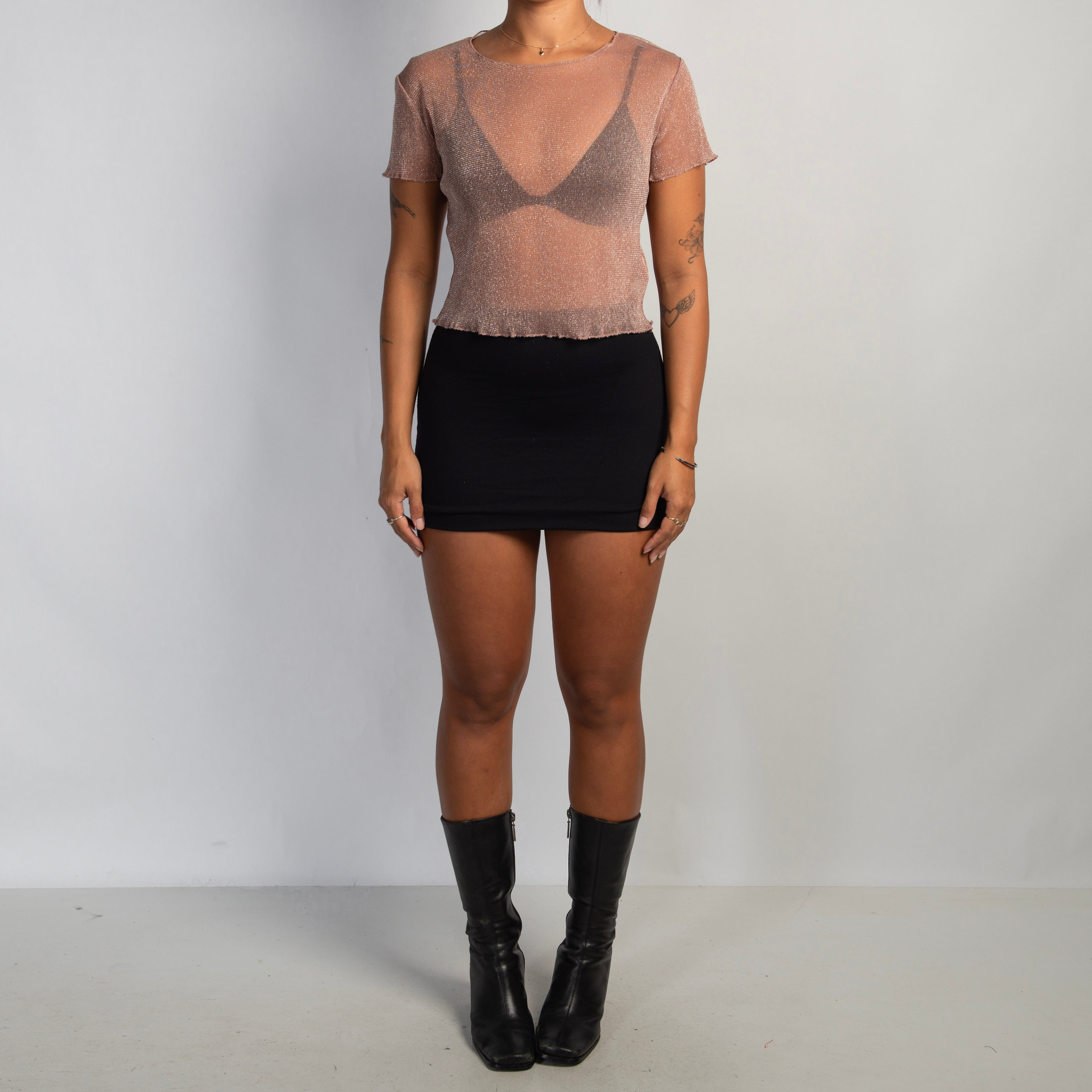 SHEER PINK MESH TOP