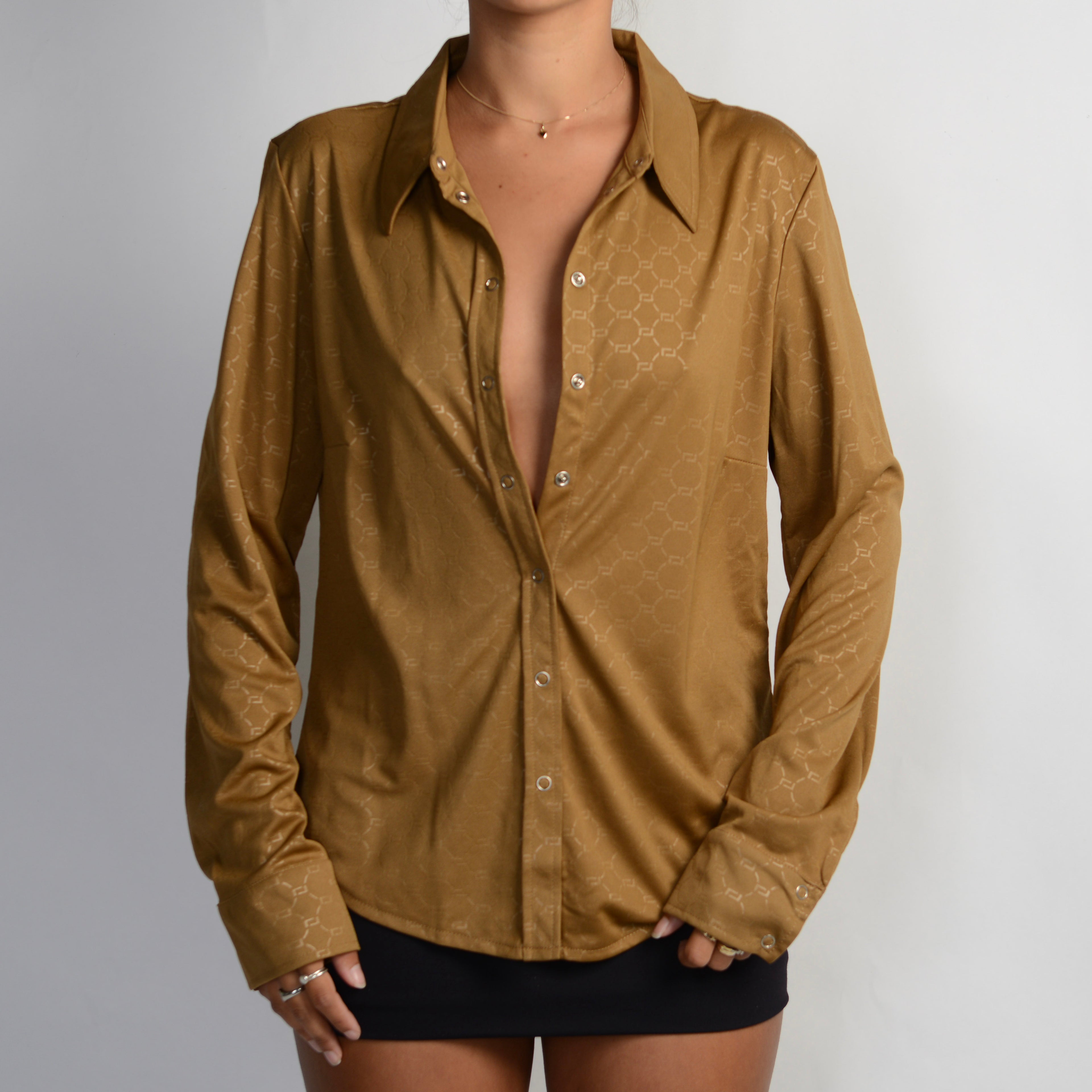 BROWN STRETCH BLOUSE