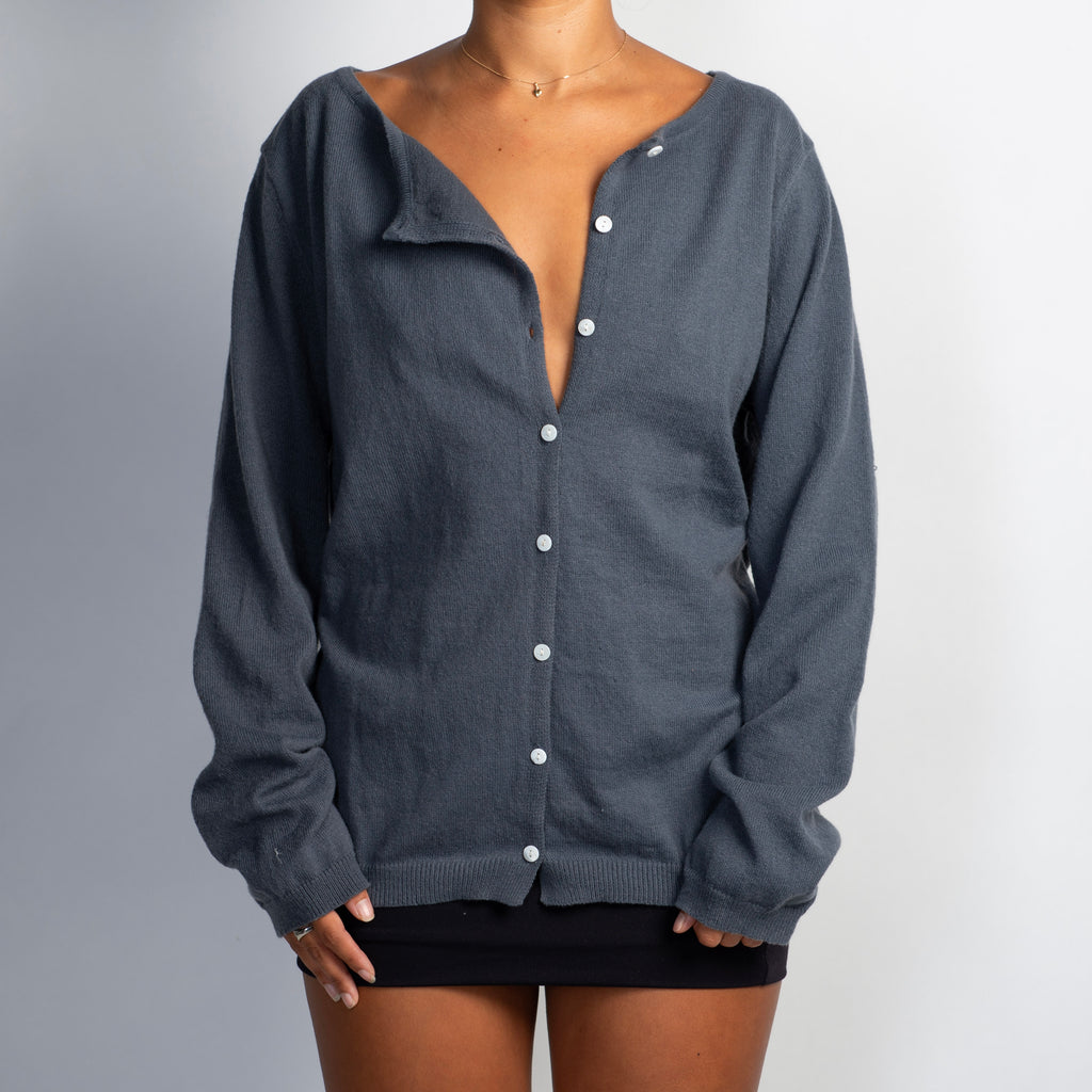 STEEL BLUE KNIT CARDIGAN