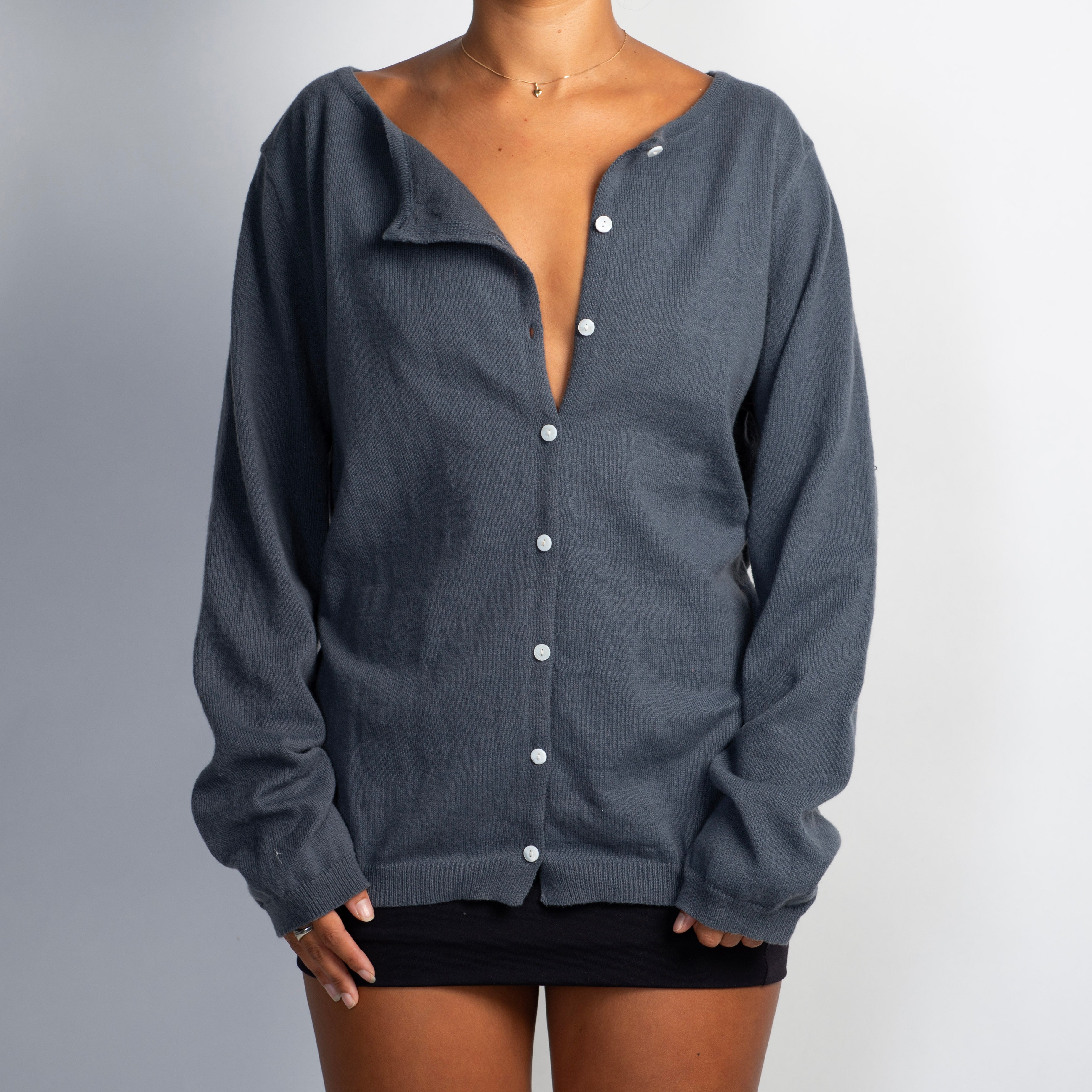 STEEL BLUE KNIT CARDIGAN