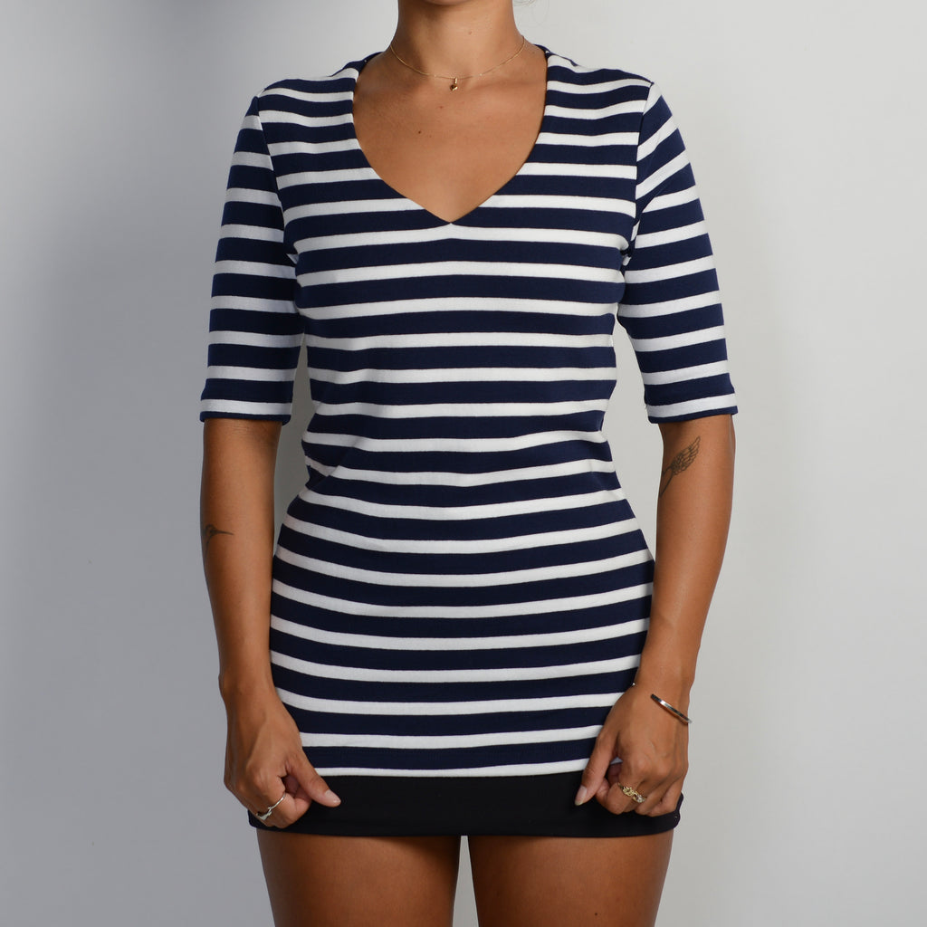 STRIPE 1/2 SLEEVE TOP