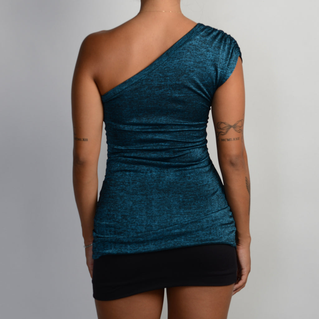 TEAL ONE SHOULDER TOP