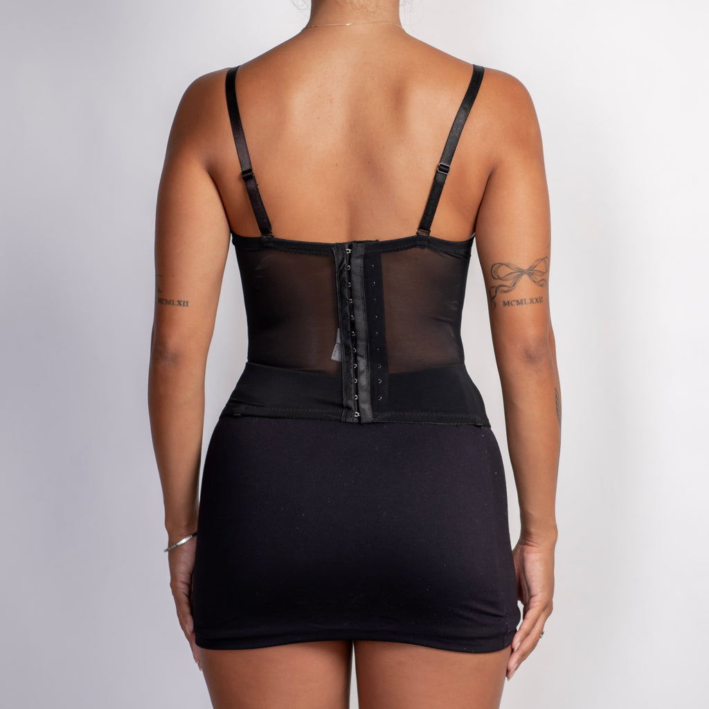 BLACK EMBROIDERED BUSTIER