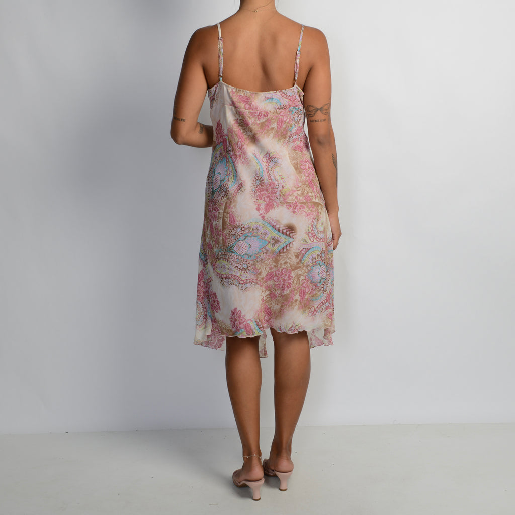 PINK PAISLEY SILK DRESS