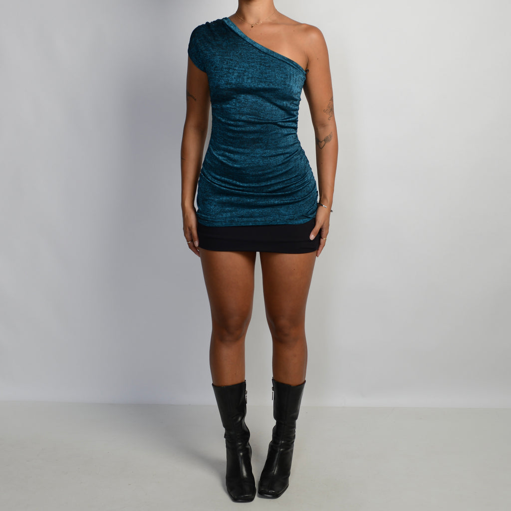 TEAL ONE SHOULDER TOP