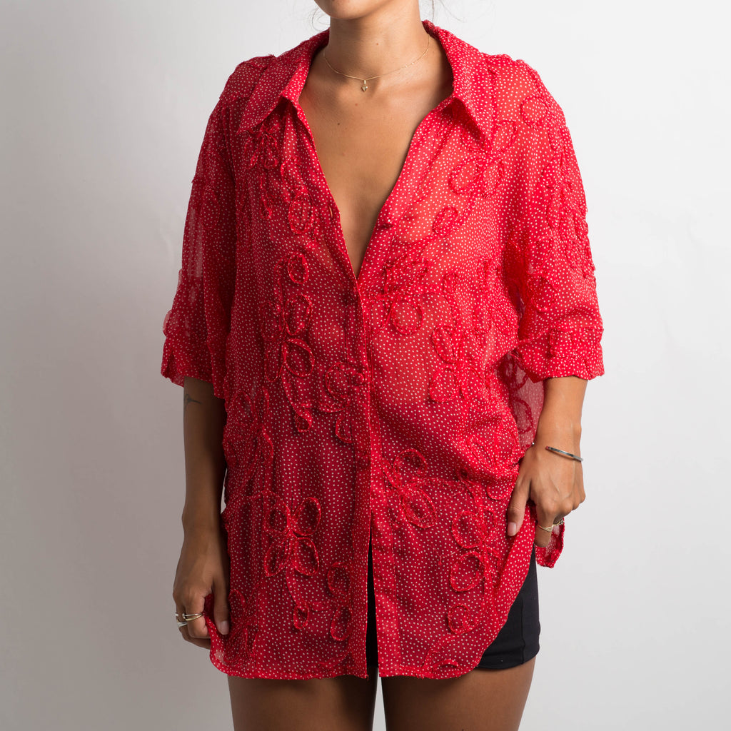 TEXTURED POLKA DOT TOP