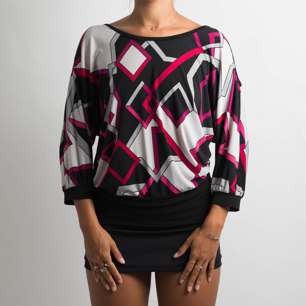 PATTERNED COLD SHOULDER TOP