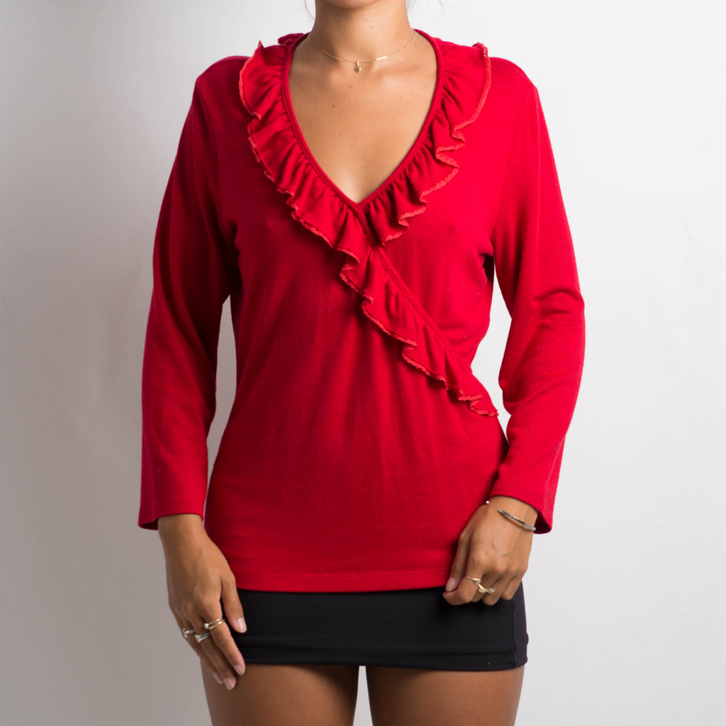 RED RUFFLE LONG SLEEVE