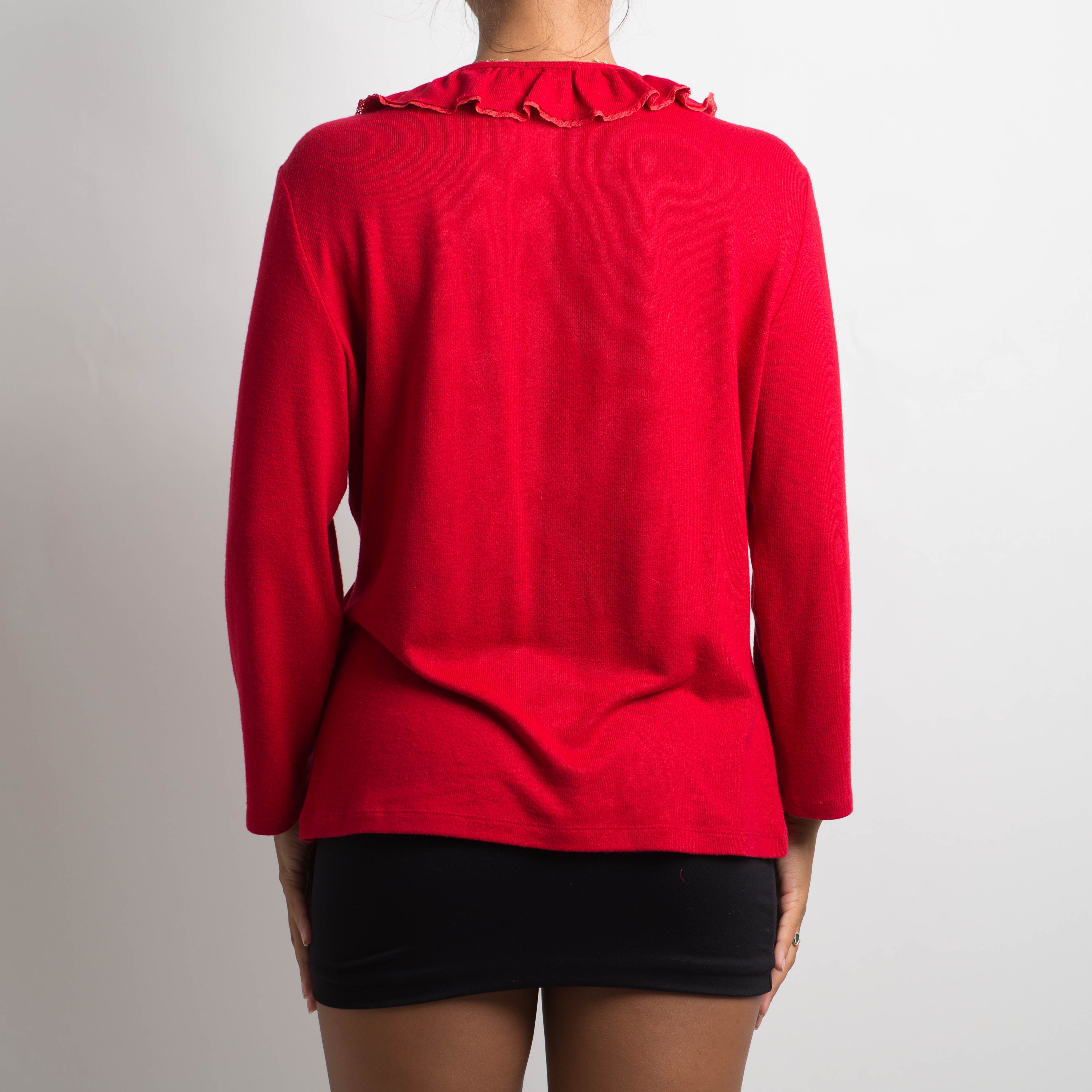 RED RUFFLE LONG SLEEVE