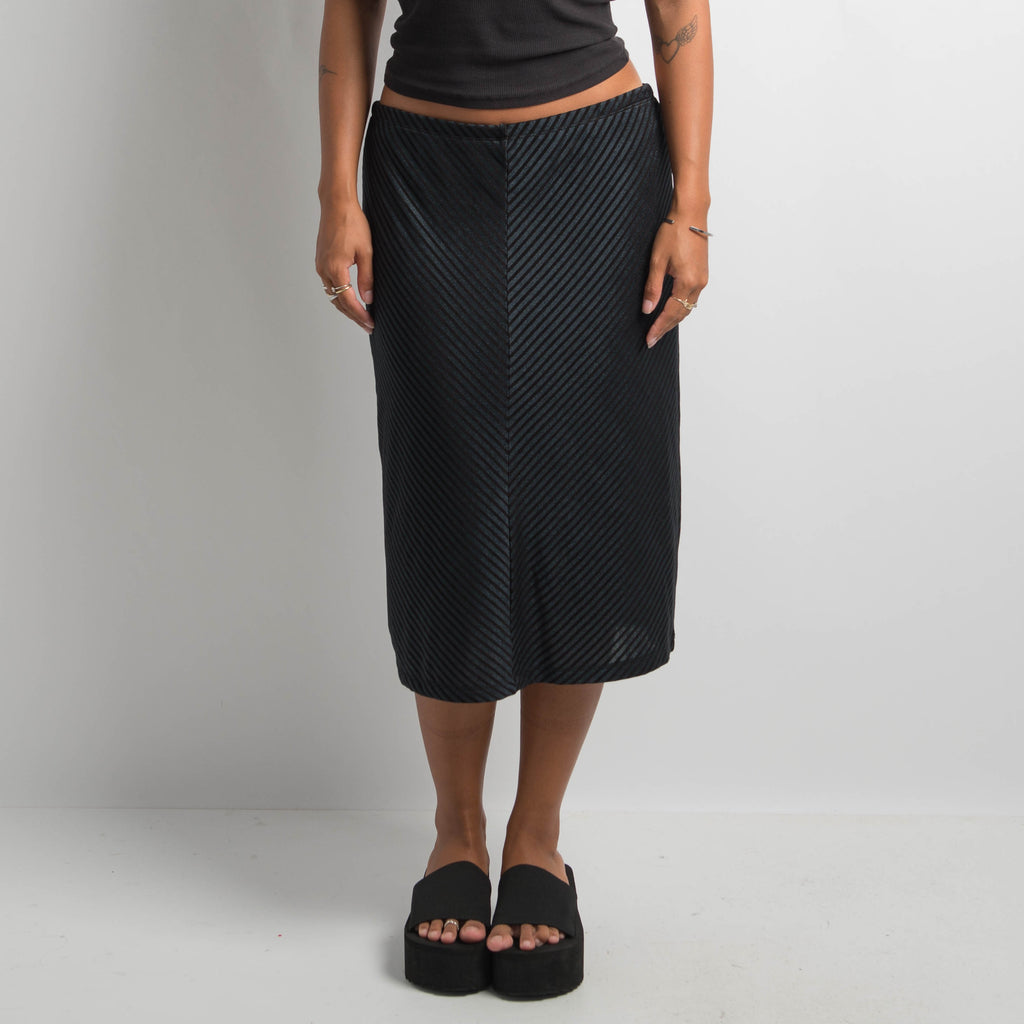 STRIPED STRETCH MIDI SKIRT