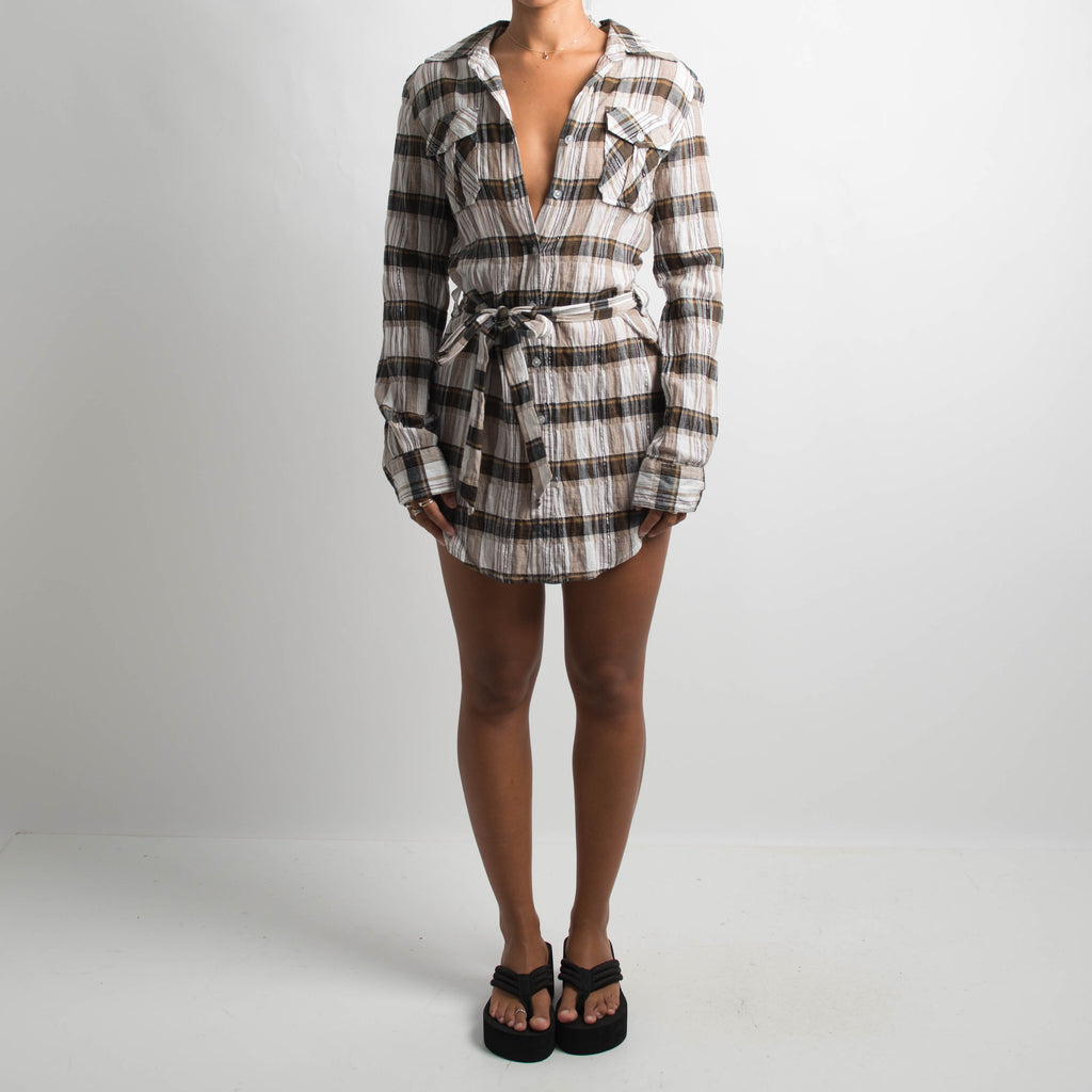PLAID BUTTON UP DRESS
