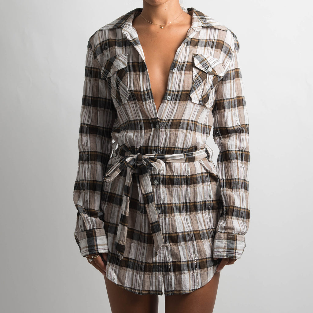 PLAID BUTTON UP DRESS