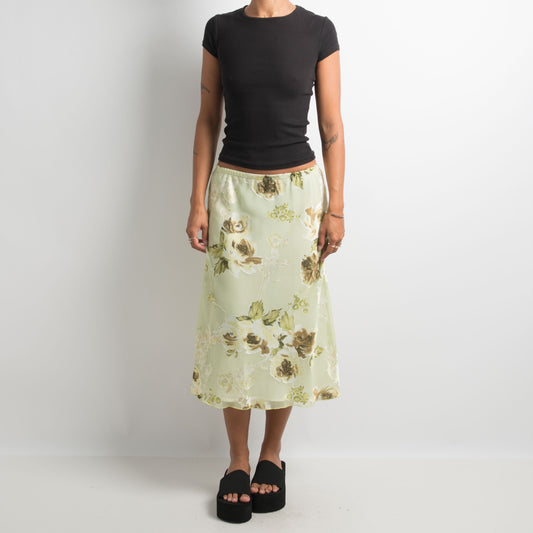 GREEN FLORAL SKIRT