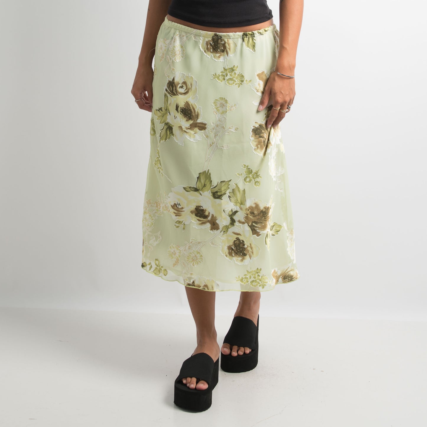 GREEN FLORAL SKIRT