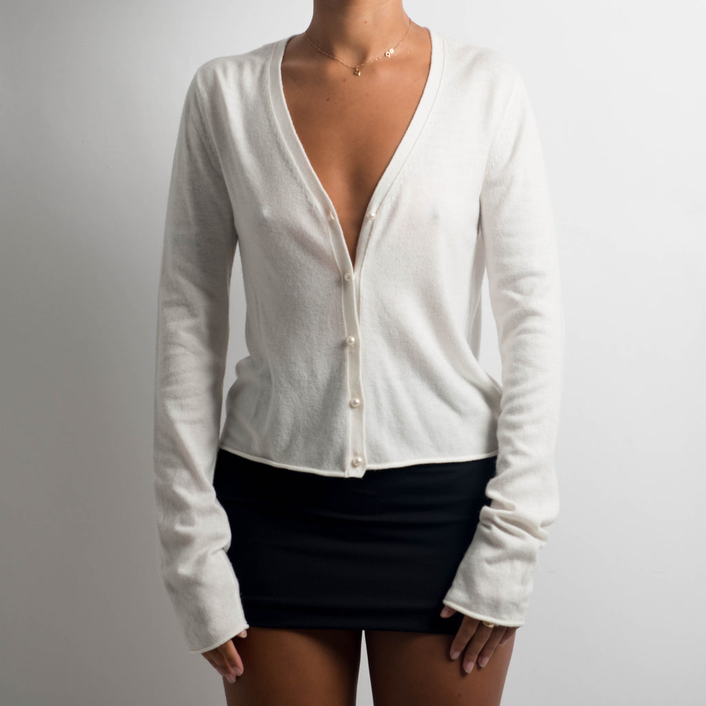 WHITE KNIT CARDIGAN